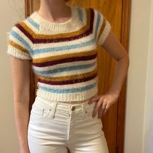 70's Faux-Mohair Short Sleeve Fitted Crop (NWT!)